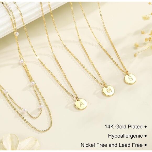 Layered Pearl Necklaces for Women - Initial Necklaces, Dainty Gold Letter D I3 - Picture 2 of 4